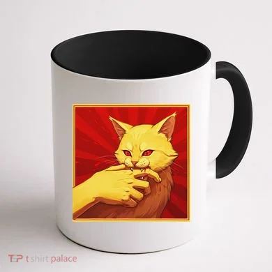 Cat Bite Anime Coffee Mug back
