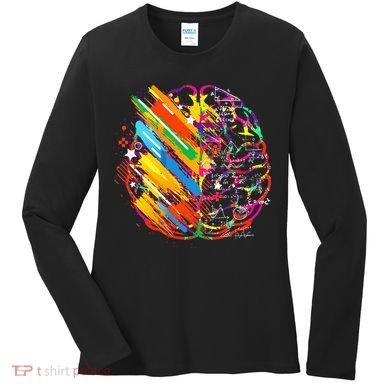 Colorful Brain Art Teacher Artist Painter Student Women's Long Sleeve Shirt