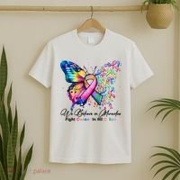 Cancer Butterfly All Ribbon We Believe In Miracles Cancer Awareness Month T-Shirt thumb 2