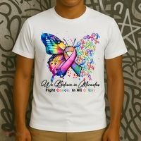 Cancer Butterfly All Ribbon We Believe In Miracles Cancer Awareness Month T-Shirt thumb 3