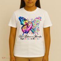 Cancer Butterfly All Ribbon We Believe In Miracles Cancer Awareness Month T-Shirt thumb 4