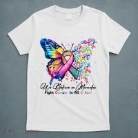Cancer Butterfly All Ribbon We Believe In Miracles Cancer Awareness Month T-Shirt thumb 5