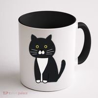 Cute Black And White Tuxedo Cat Coffee Mug thumb 1