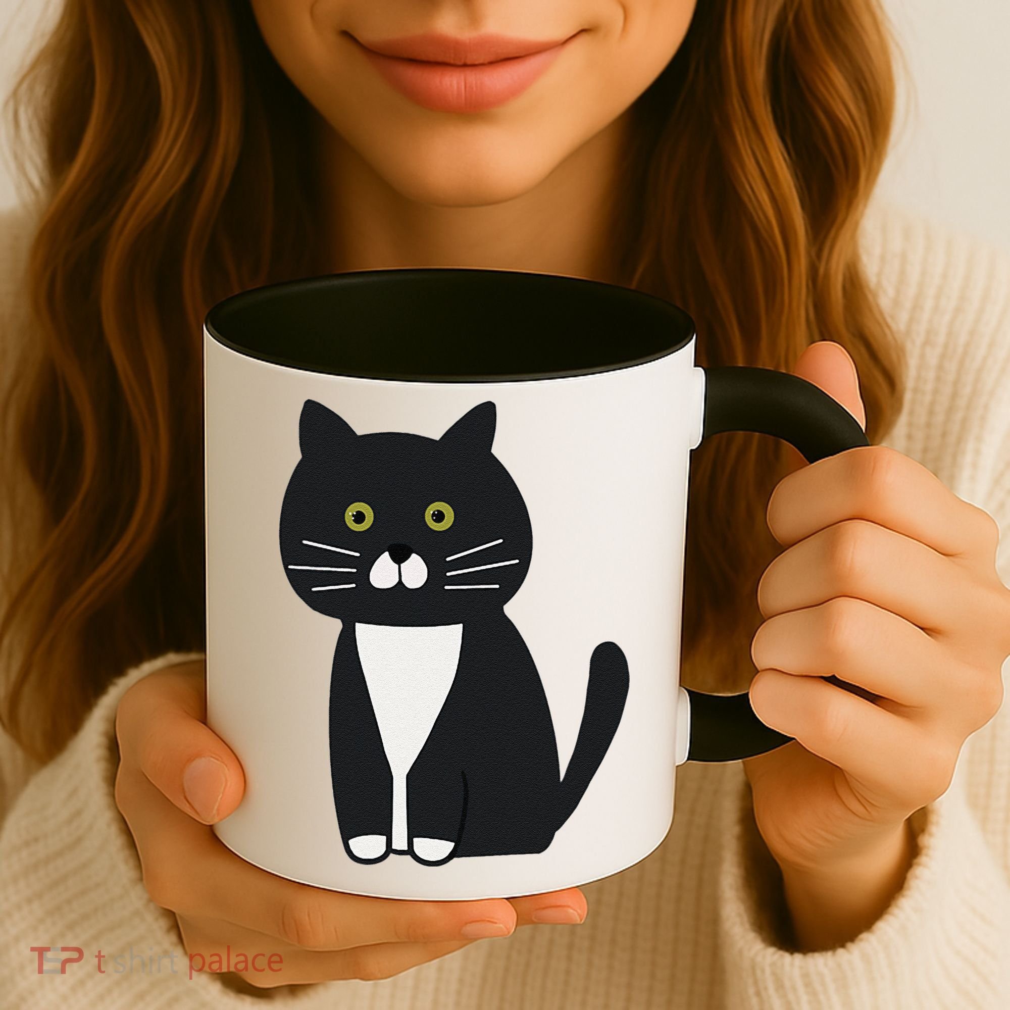 Cute Black And White Tuxedo Cat Coffee Mug