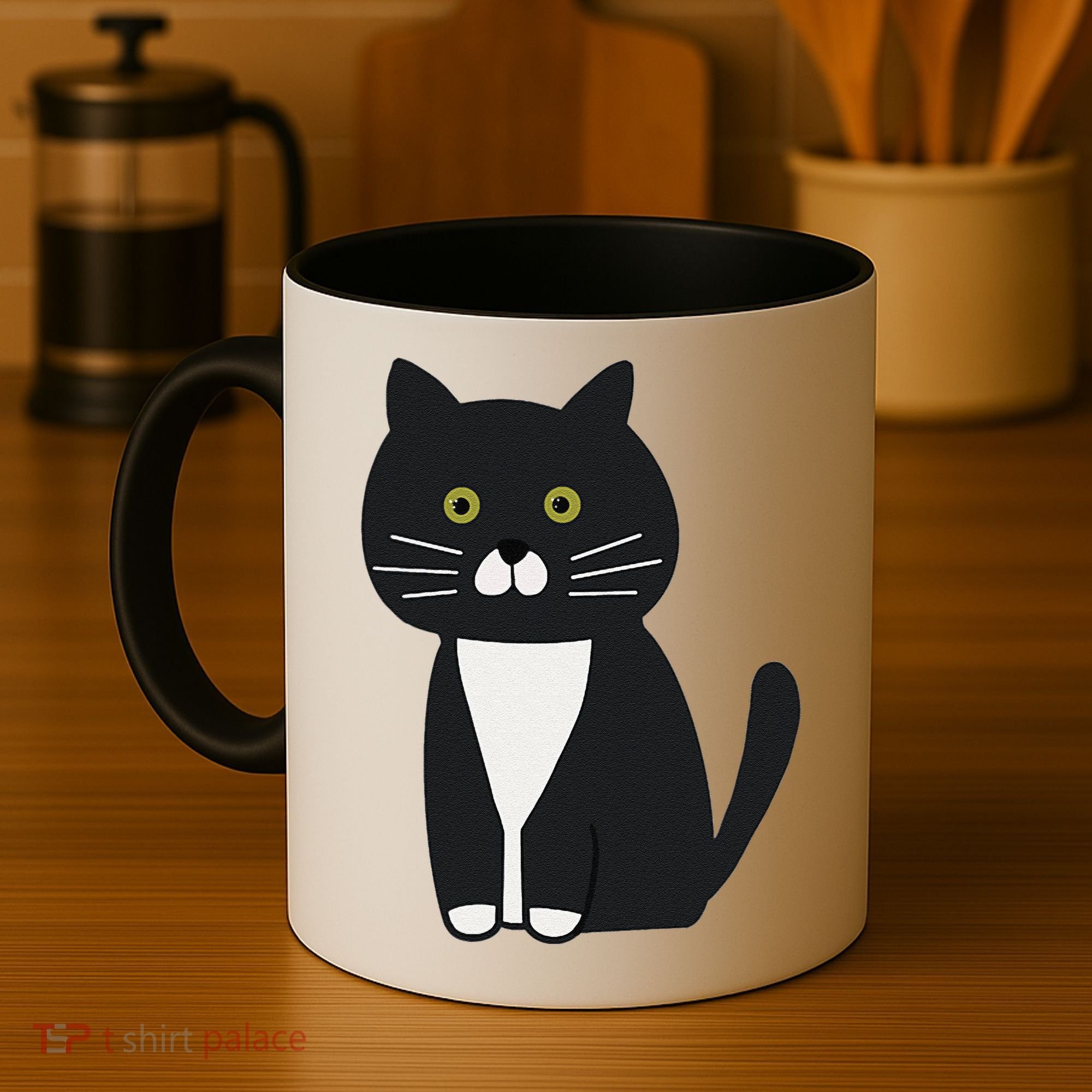 Cute Black And White Tuxedo Cat Coffee Mug
