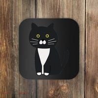 Cute Black And White Tuxedo Cat Coaster thumb 0