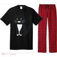 Cute Black And White Tuxedo Cat Pajama Set thumb 0