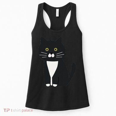 Cute Black And White Tuxedo Cat Women's Tank Top