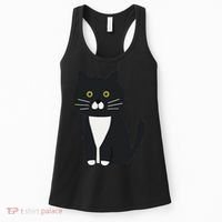 Cute Black And White Tuxedo Cat Women's Tank Top thumb 0