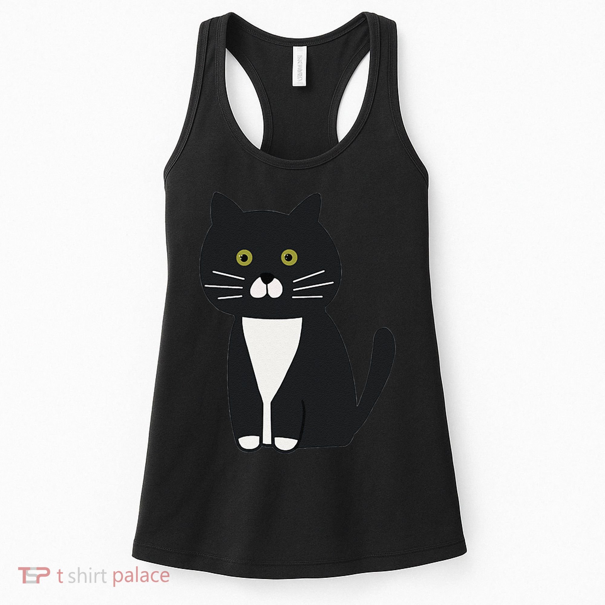 Cute Black And White Tuxedo Cat Women's Tank Top