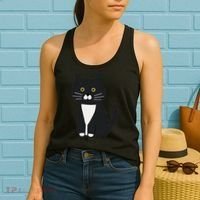 Cute Black And White Tuxedo Cat Women's Tank Top thumb 2