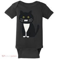 Cute Black And White Tuxedo Cat Baby Bodysuit thumb 0