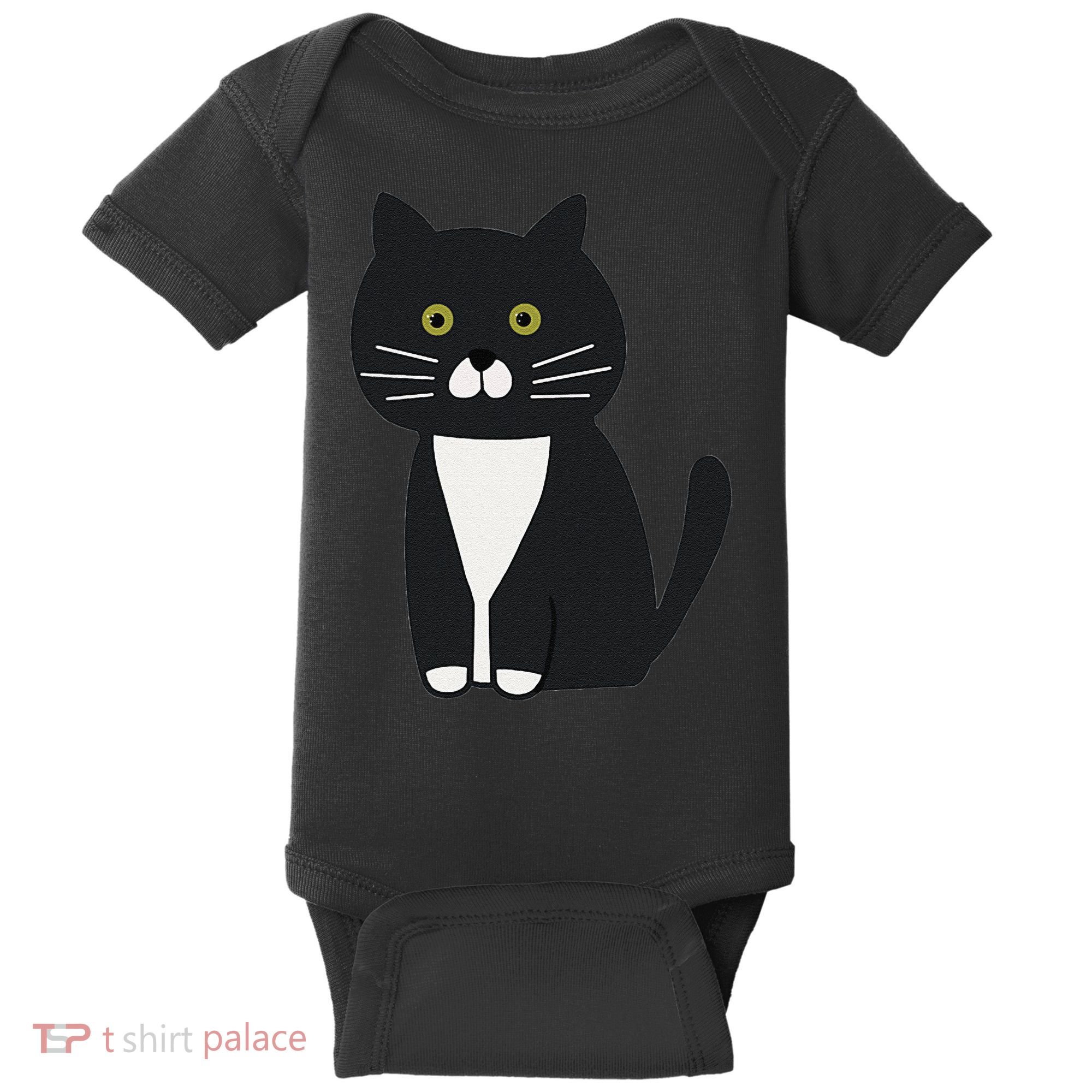Cute Black And White Tuxedo Cat Baby Bodysuit