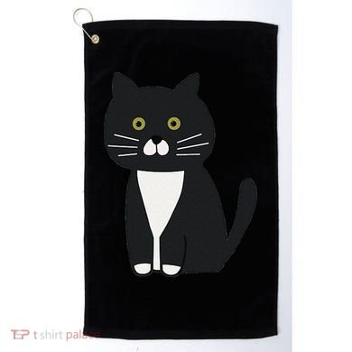 Cute Black And White Tuxedo Cat Golf Towel