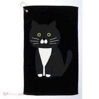 Cute Black And White Tuxedo Cat Golf Towel thumb 0