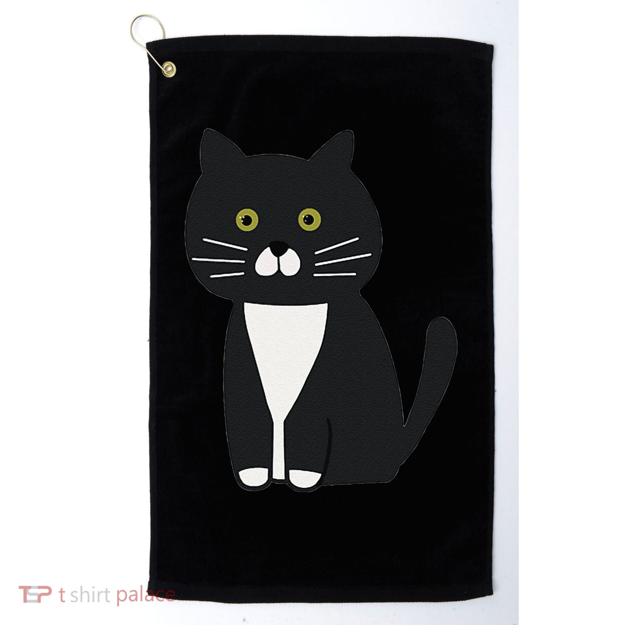Cute Black And White Tuxedo Cat Golf Towel
