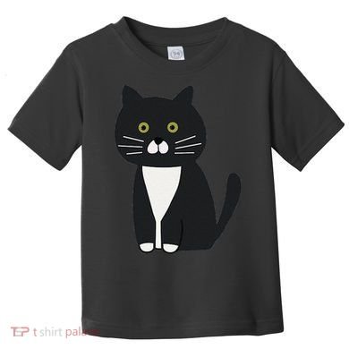 Cute Black And White Tuxedo Cat Toddler T-Shirt