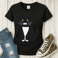 Cute Black And White Tuxedo Cat Women's T-Shirt thumb 3