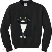 Cute Black And White Tuxedo Cat Kids Sweatshirt thumb 0