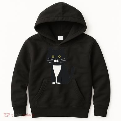 Cute Black And White Tuxedo Cat Kids Hoodie