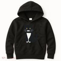 Cute Black And White Tuxedo Cat Kids Hoodie thumb 0