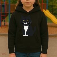 Cute Black And White Tuxedo Cat Kids Hoodie thumb 3