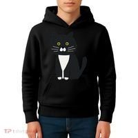 Cute Black And White Tuxedo Cat Kids Hoodie thumb 4