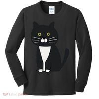 Cute Black And White Tuxedo Cat Kids Long Sleeve Shirt thumb 0