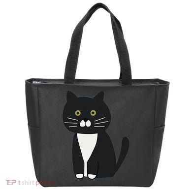 Cute Black And White Tuxedo Cat Tote Bag