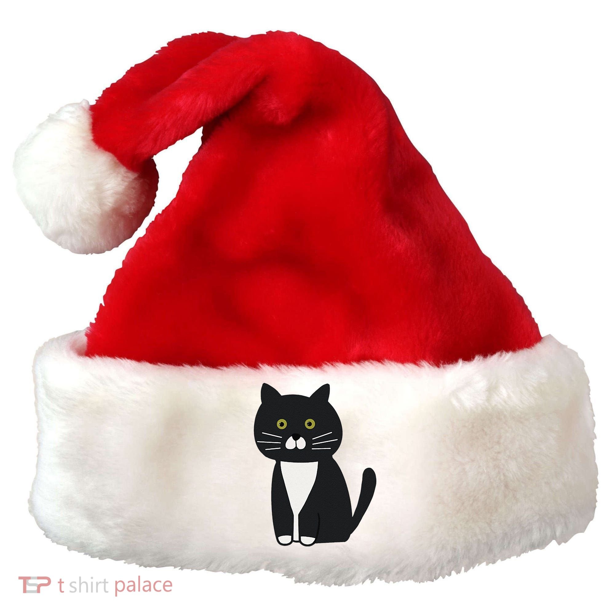 Cute Black And White Tuxedo Cat Santa Hat