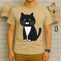 Cute Black And White Tuxedo Cat T-Shirt thumb 6