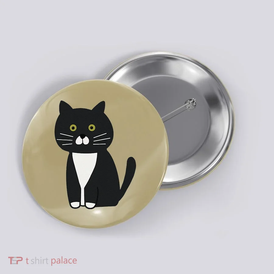 Cute Black And White Tuxedo Cat Button