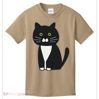 Cute Black And White Tuxedo Cat Kids T-Shirt thumb 0
