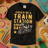Could Be A Train Station Kinda Day Kids T-Shirt thumb 3