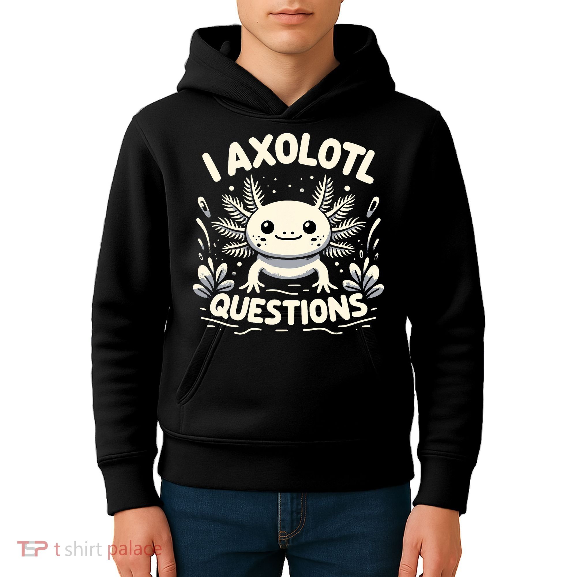 Cute Blue Axolotl Kawaii Funny I Axolotl Questions Kids Hoodie