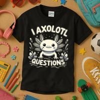 Cute Blue Axolotl Kawaii Funny I Axolotl Questions Kids T-Shirt thumb 3
