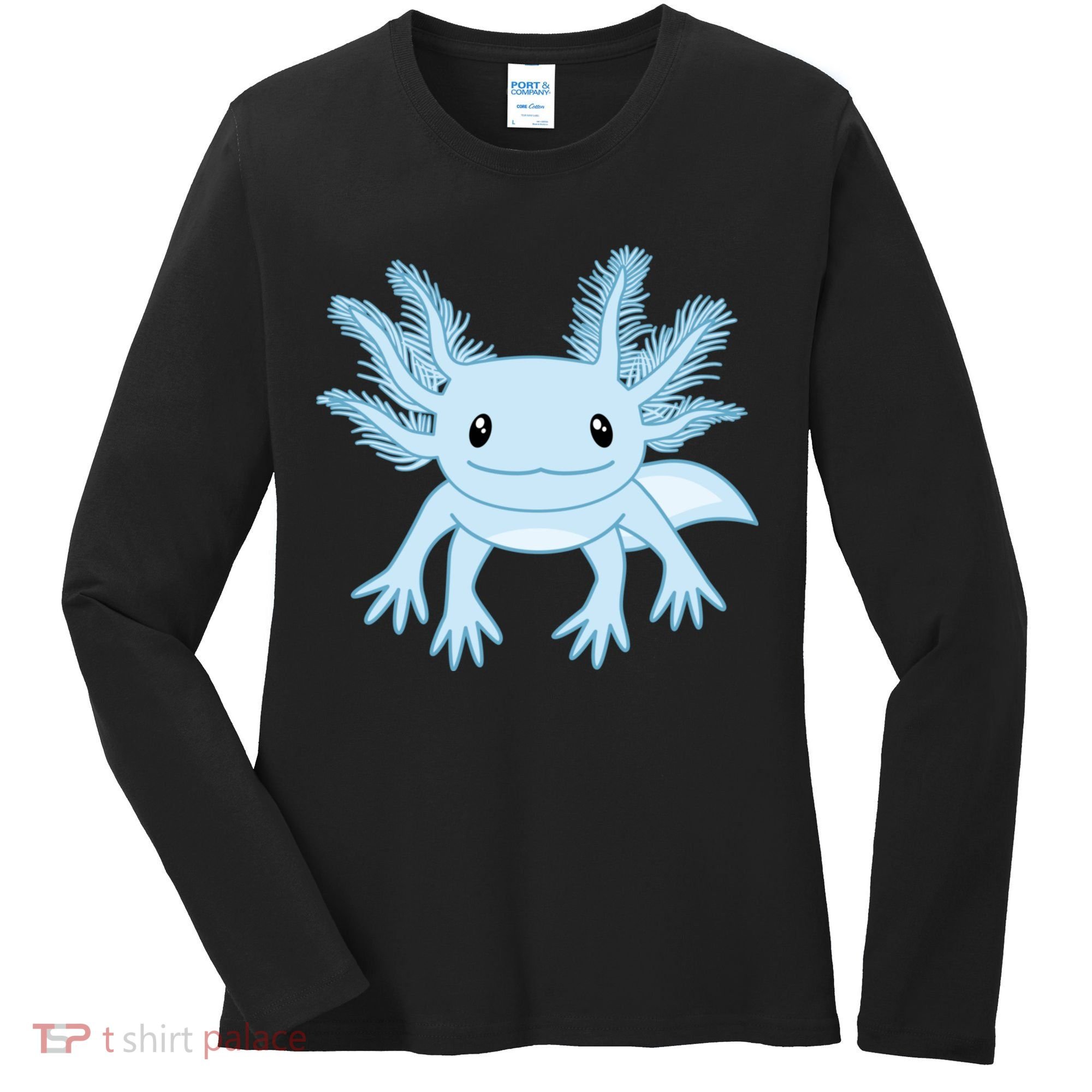 Cute Blue Axolotl Kawaii Aesthetic Axolotls Women's Long Sleeve Shirt