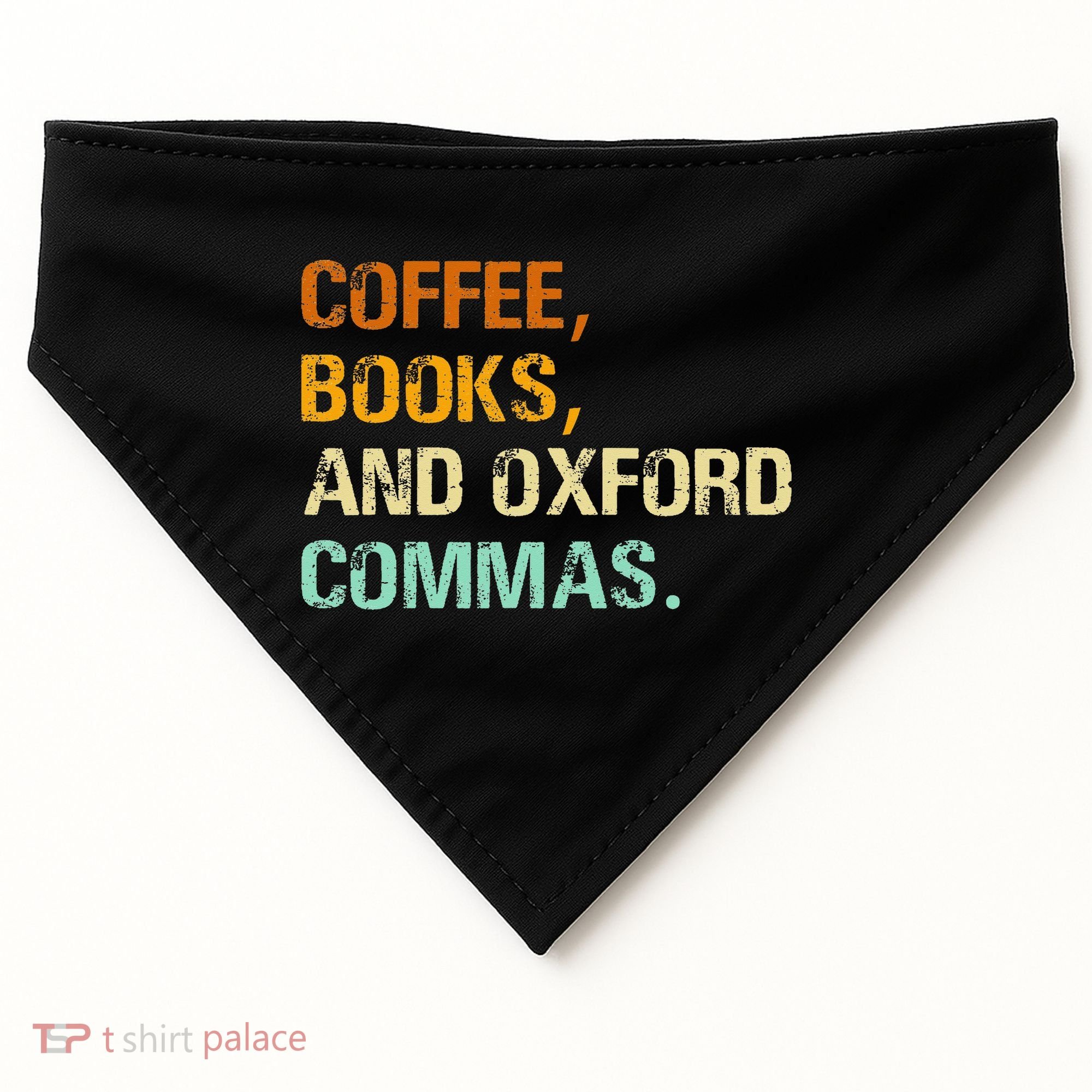 Coffee Books And Oxford Commas Funny Reading Bookworm Book USA-Made Doggie Bandana
