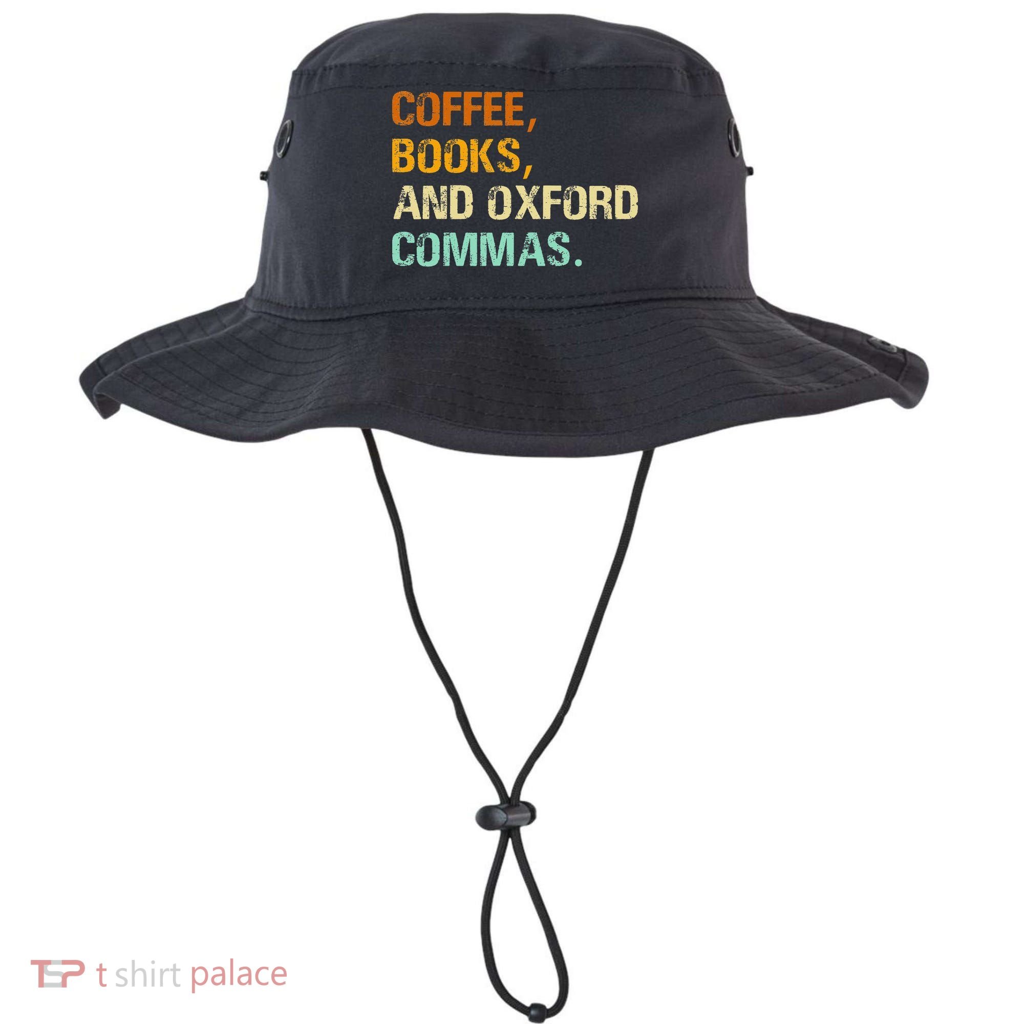 Coffee Books And Oxford Commas Funny Reading Bookworm Book Bucket Hat
