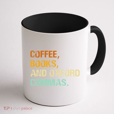 Coffee Books And Oxford Commas Funny Reading Bookworm Book Coffee Mug back
