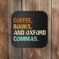 Coffee Books And Oxford Commas Funny Reading Bookworm Book Coaster thumb 0