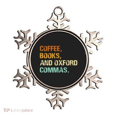 Coffee Books And Oxford Commas Funny Reading Bookworm Book Ornament