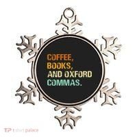 Coffee Books And Oxford Commas Funny Reading Bookworm Book Ornament thumb 0