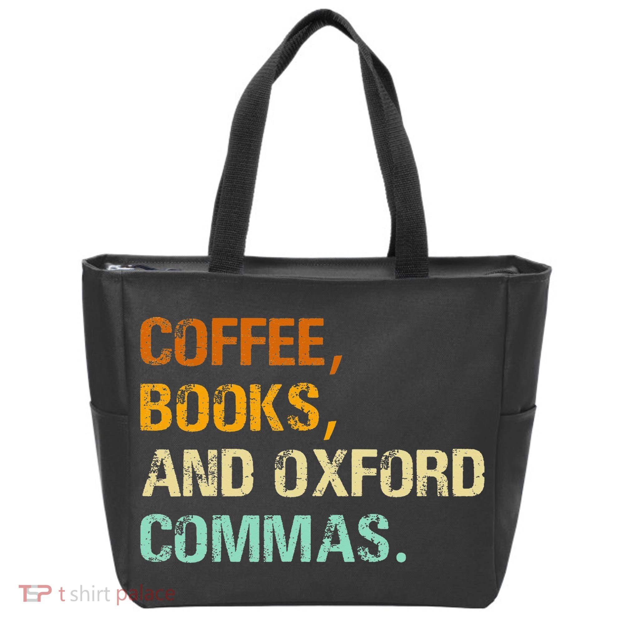 Coffee Books And Oxford Commas Funny Reading Bookworm Book Tote Bag