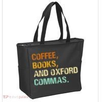 Coffee Books And Oxford Commas Funny Reading Bookworm Book Tote Bag thumb 2