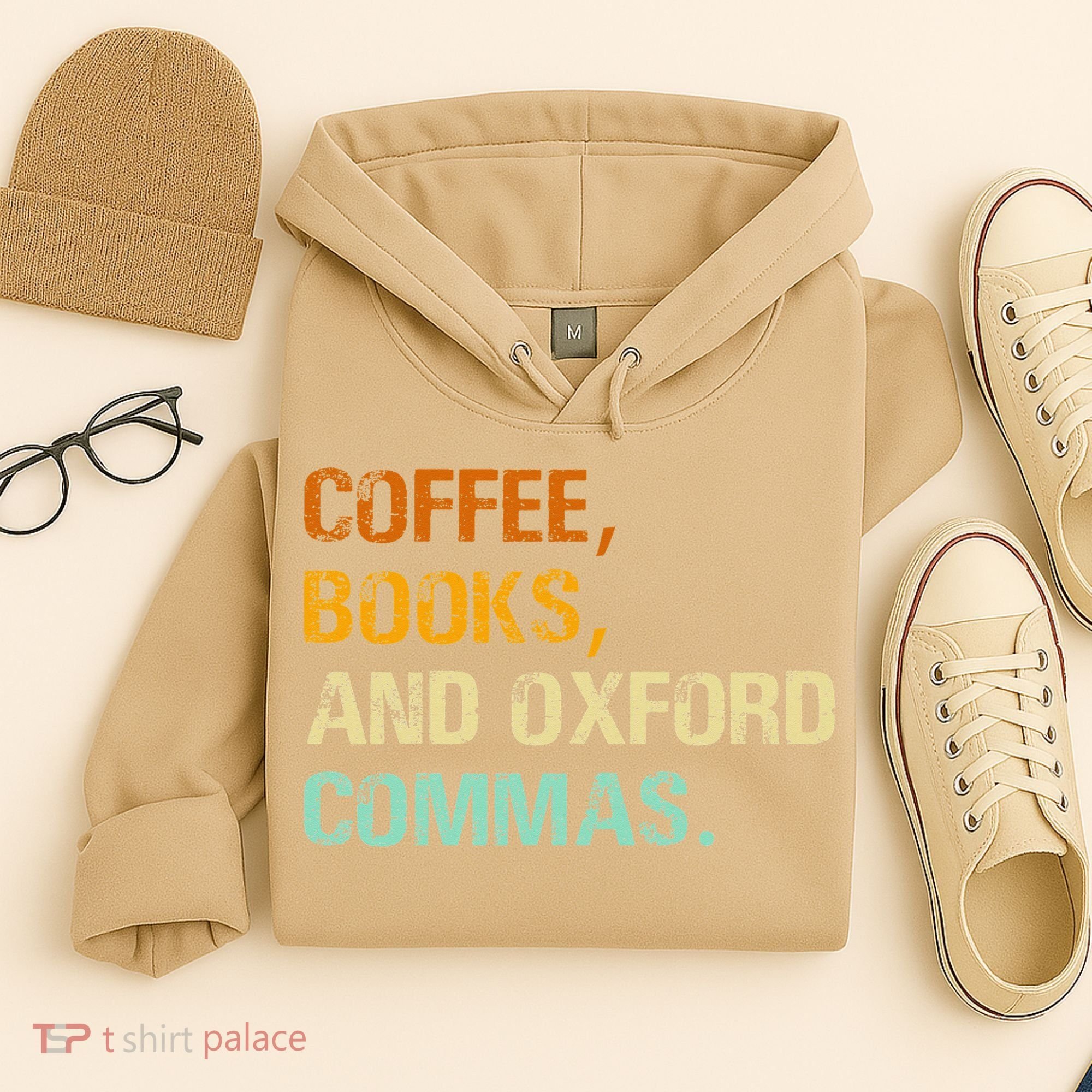 Coffee Books And Oxford Commas Funny Reading Bookworm Book Hoodie