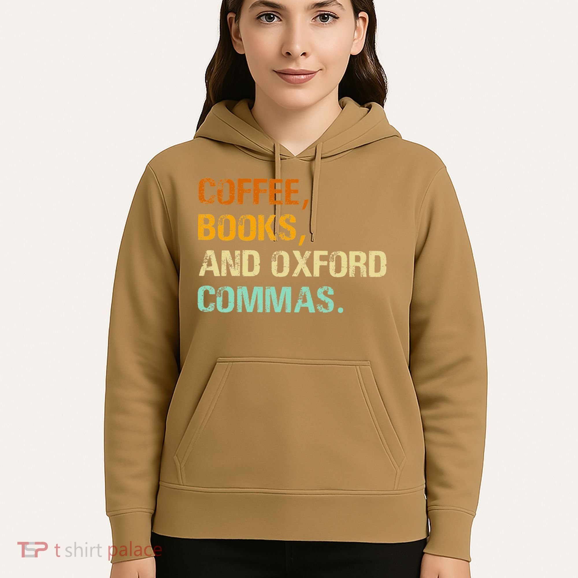 Coffee Books And Oxford Commas Funny Reading Bookworm Book Hoodie