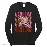 Coquette Bow American Football Game Day Thanksgiving Autumn Long Sleeve Shirt thumb 0