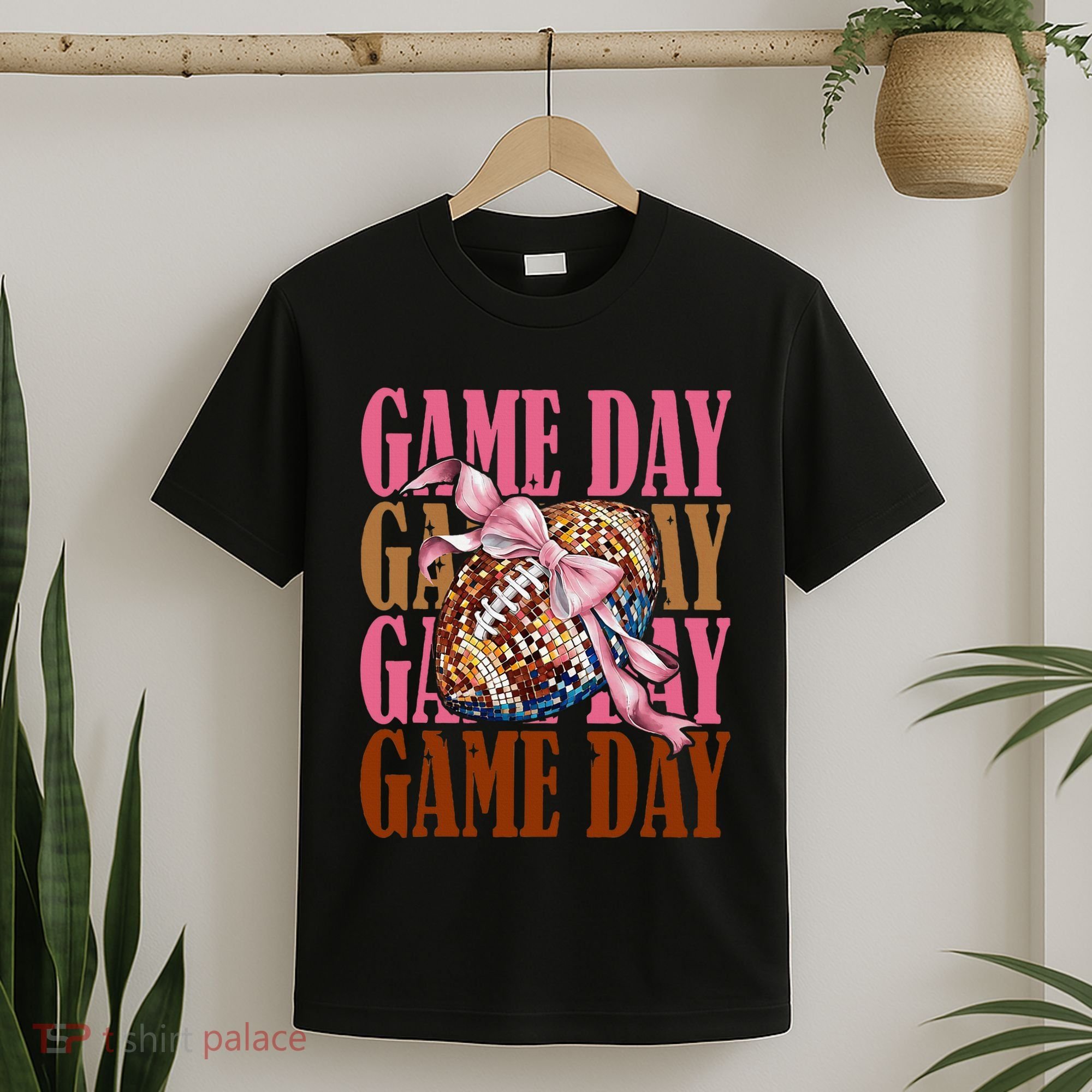 Coquette Bow American Football Game Day Thanksgiving Autumn T-Shirt