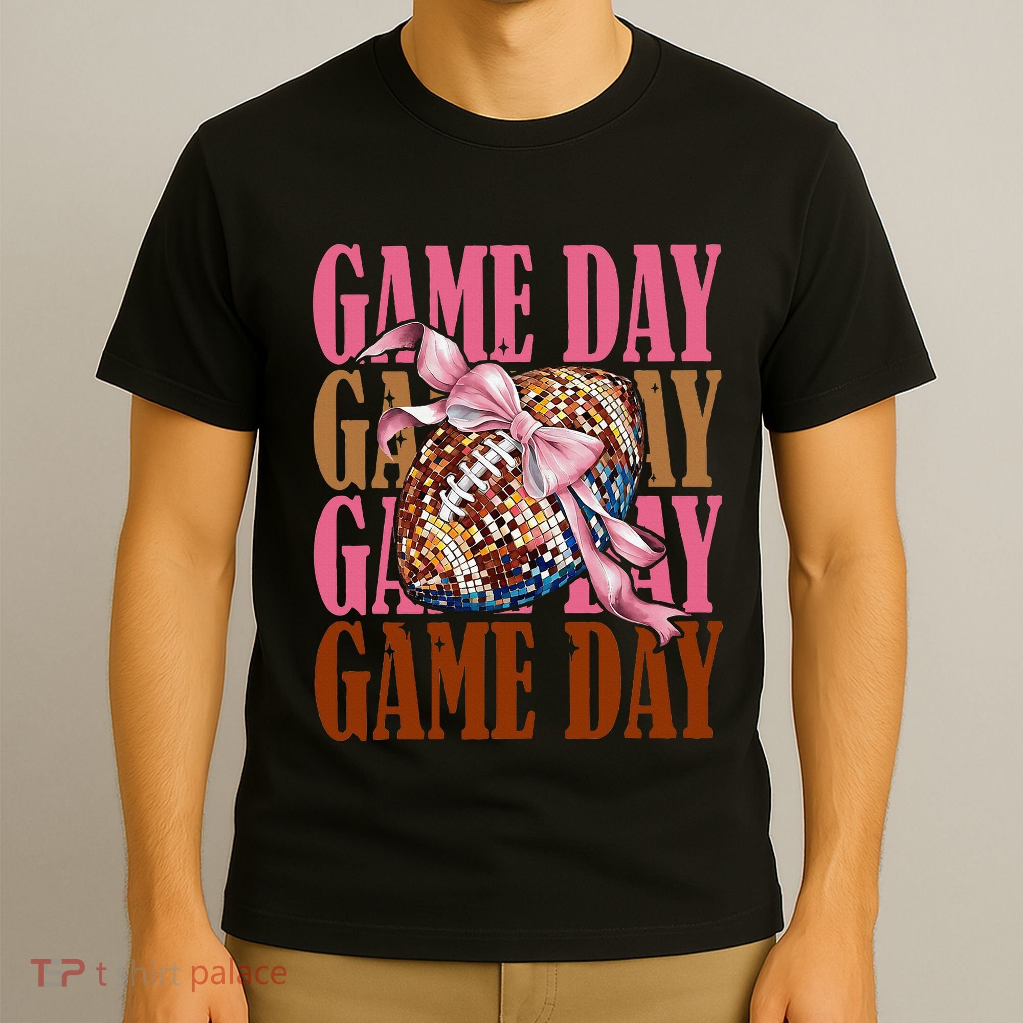 Coquette Bow American Football Game Day Thanksgiving Autumn T-Shirt